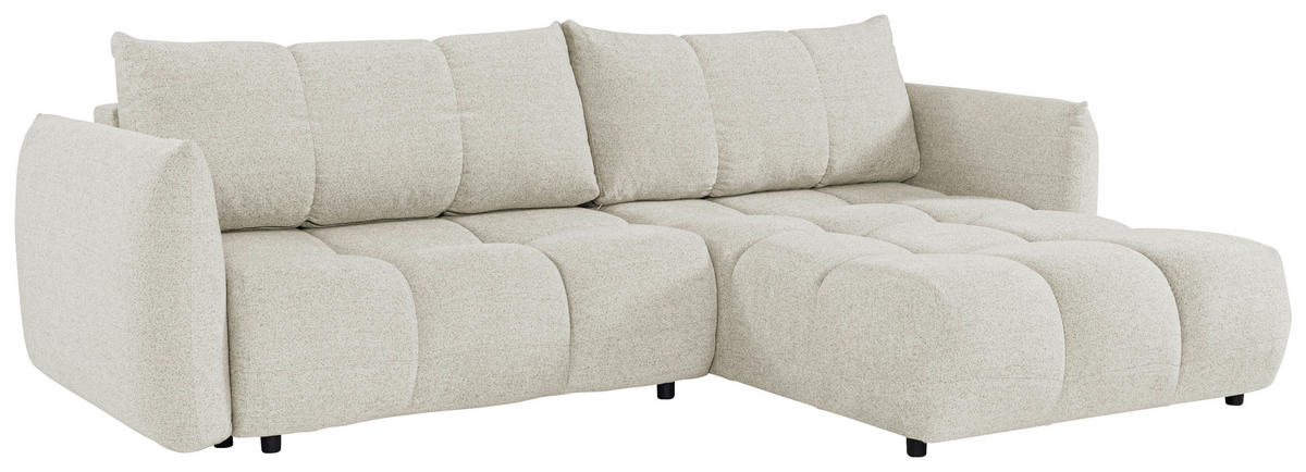 ECKSCHLAFSOFA Flachgewebe Beige  inkl.  - Beige/Schwarz, KONVENTIONELL, Kunststoff/Textil (273/188cm) - Livetastic