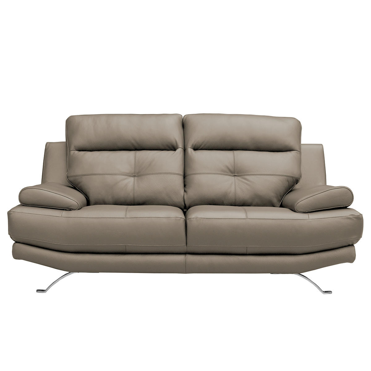 2-SITZER-SOFA  in Echtleder Taupe   - Taupe/Chromfarben, Design, Leder/Metall (185/92/99cm) - Livetastic