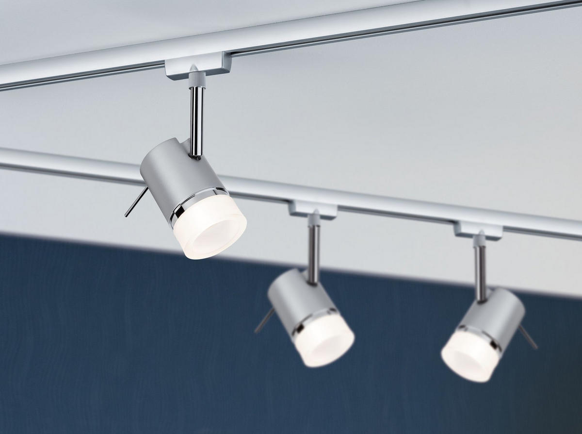 URAIL SCHIENENSYSTEM-STRAHLER - Chromfarben, Design, Glas/Metall (10/15cm) - Paulmann