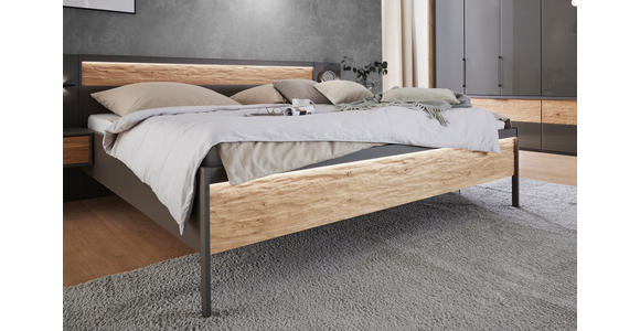 BETT 160/200 cm  in Anthrazit, Eichefarben  - Eichefarben/Anthrazit, KONVENTIONELL, Holz/Holzwerkstoff (160/200cm) - Dieter Knoll