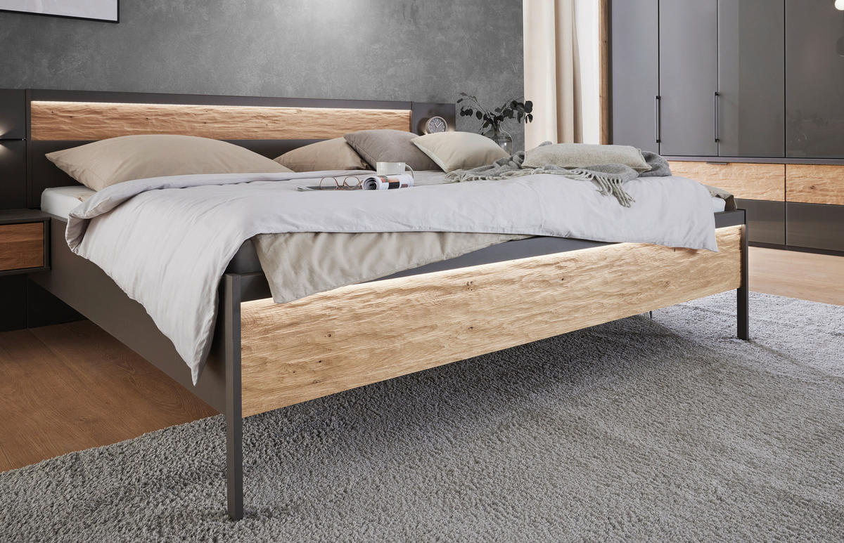 BETT 160/200 cm  in Anthrazit, Eichefarben   - Eichefarben/Anthrazit, Konventionell, Holz/Holzwerkstoff (160/200cm) - Dieter Knoll