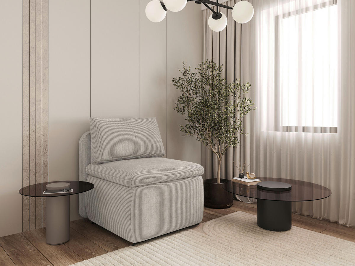 SCHLAFSESSEL  mit Cord Hellgrau  - Hellgrau/Schwarz, KONVENTIONELL, Kunststoff/Textil (87/95/87cm) - Boxxx