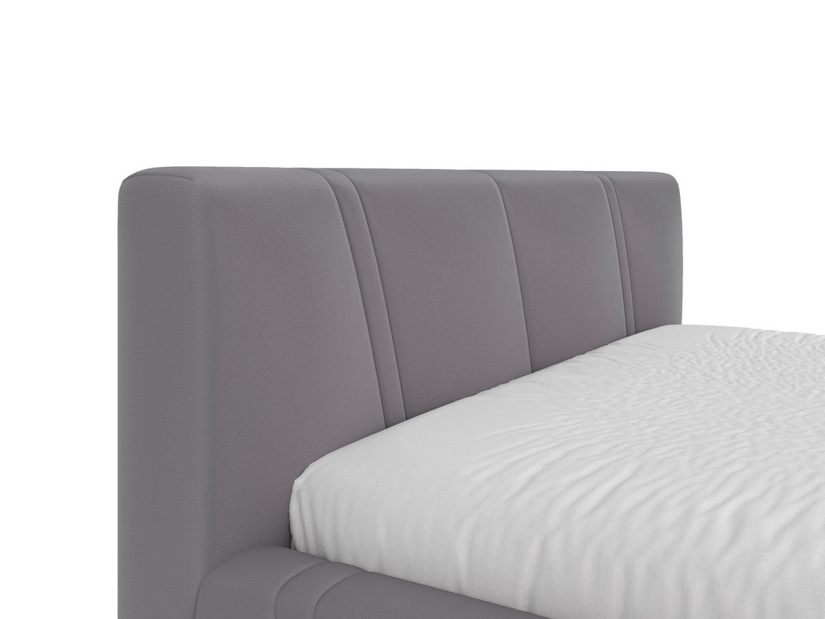 POLSTERBETT 180/200 cm,  in Hellgrau, gepolstertes Kopfteil, Lattenrost, Bettkasten,  - Hellgrau/Schwarz, Design, Holz/Kunststoff (180/200cm) - Chameo