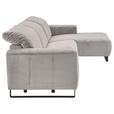 ECKSOFA in Cord Grau  - Schwarz/Grau, KONVENTIONELL, Textil/Metall (266/180cm) - Hom`in