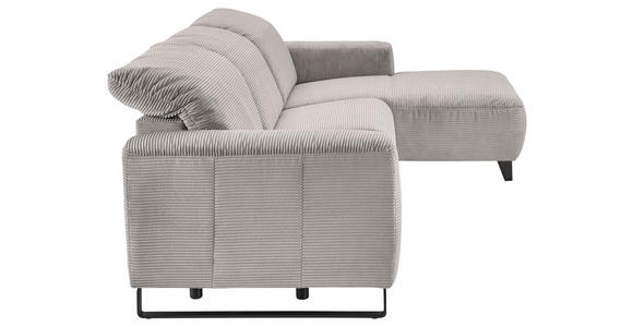 ECKSOFA in Cord Grau  - Schwarz/Grau, KONVENTIONELL, Textil/Metall (266/180cm) - Hom`in