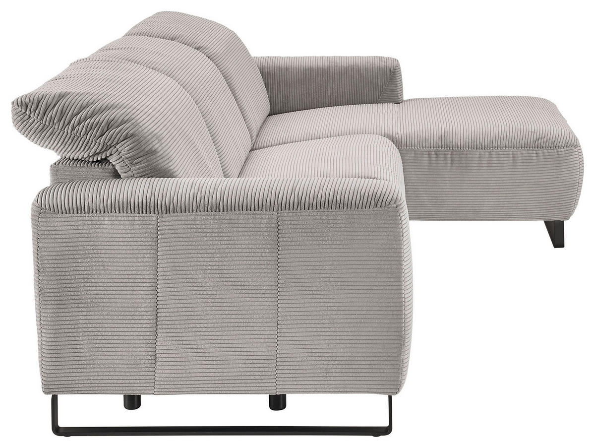 ECKSOFA in Cord Grau  - Schwarz/Grau, Konventionell, Textil/Metall (266/180cm) - Hom`in