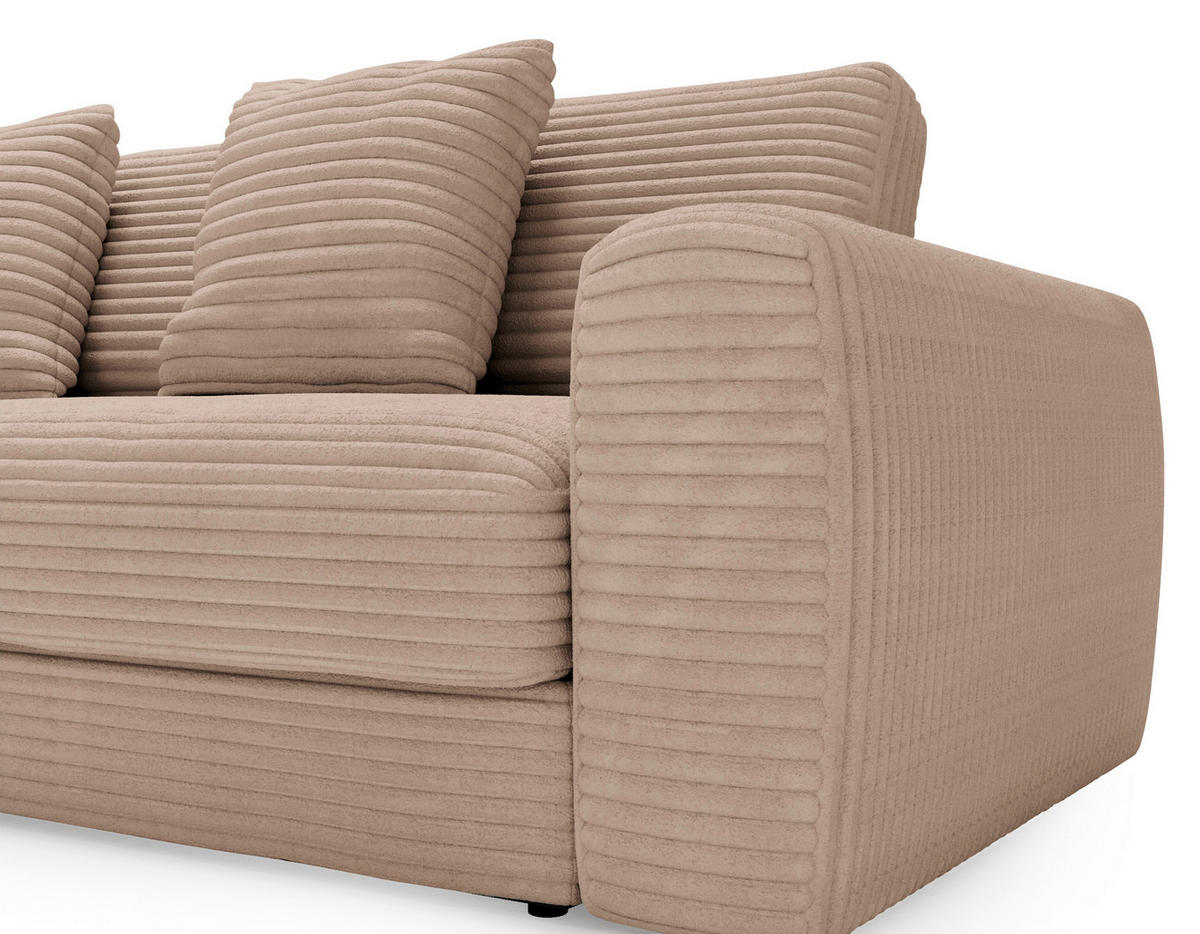 ECKSOFA in Cord Hellbraun  - Hellbraun/Schwarz, Modern, Kunststoff/Textil (182/302cm) - Carryhome