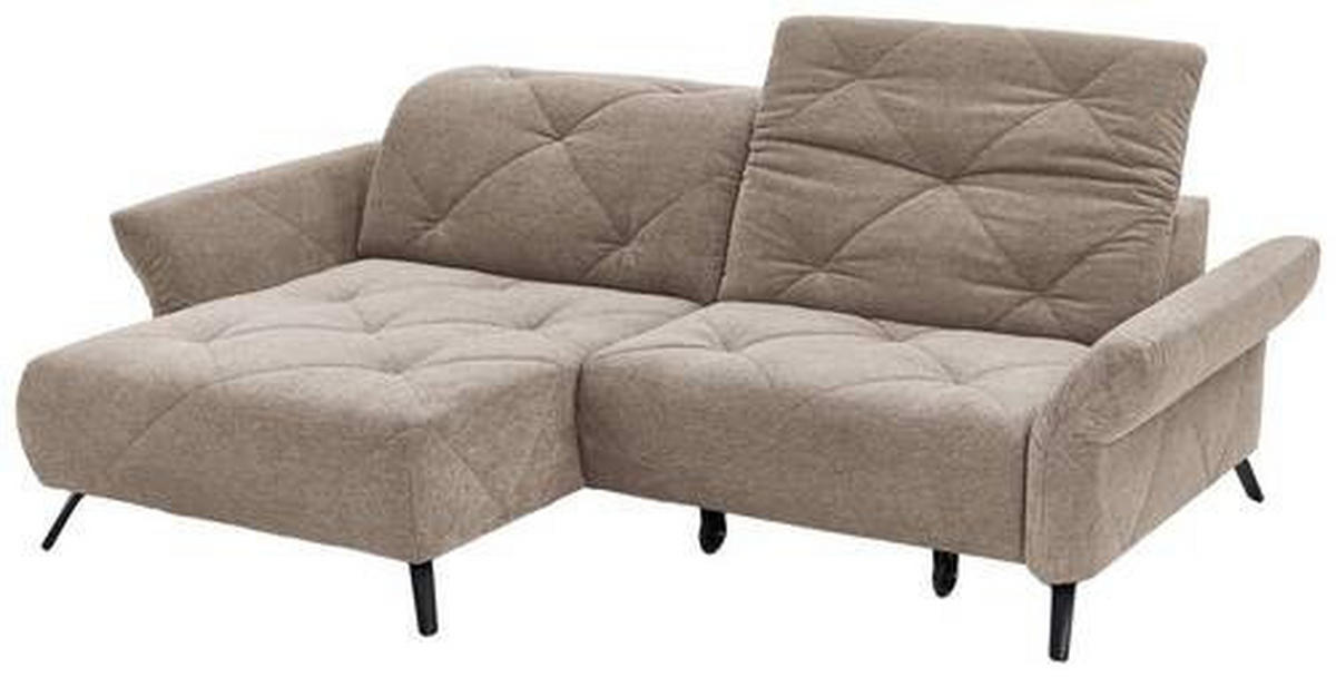 ECKSOFA in Webstoff Taupe  - Taupe/Schwarz, Design, Textil/Metall (173/244cm) - Moderano