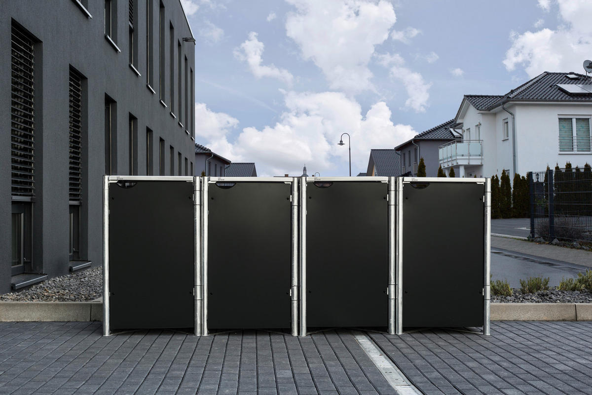 MÜLLTONNENBOX - Schwarz, Basics, Metall (279/115/81cm) - Ambia Garden