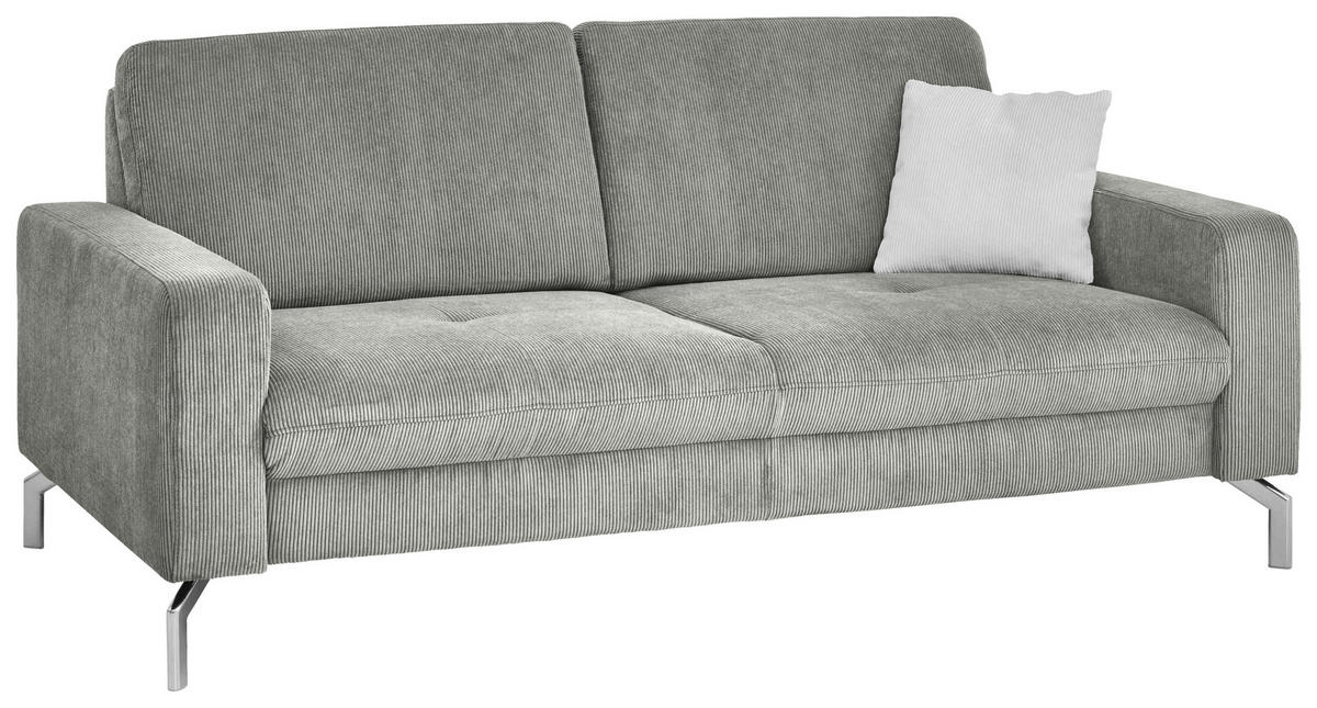 3-SITZER-SOFA Feincord Silberfarben  - Chromfarben/Silberfarben, Design, Textil/Metall (194/87/105cm) - Beldomo Style