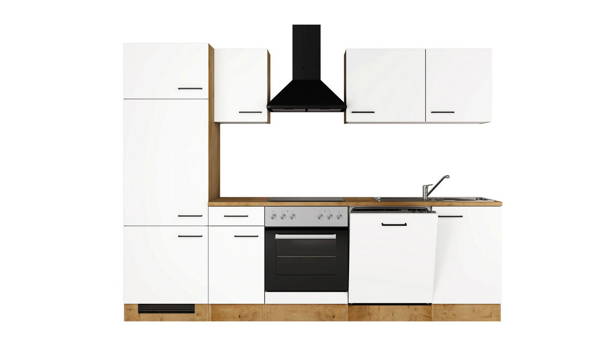 KÜCHENBLOCK 270 cm  in Eichefarben, Magnolie  - Eichefarben/Magnolie, Trend, Holzwerkstoff/Metall (270cm) - FlexWell