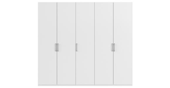 DREHTÜRENSCHRANK  in Weiß  - Edelstahlfarben/Weiß, Basics, Holzwerkstoff/Metall (251/223/61cm) - Novel