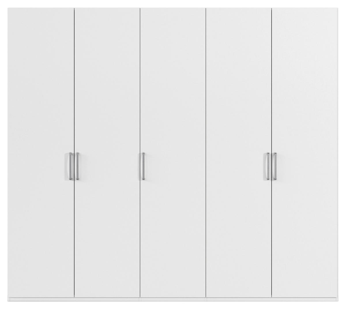 DREHTÜRENSCHRANK 251/223/61 cm,  in Weiß, 5-türig  - Edelstahlfarben/Weiß, Basics, Holzwerkstoff/Metall (251/223/61cm) - Novel