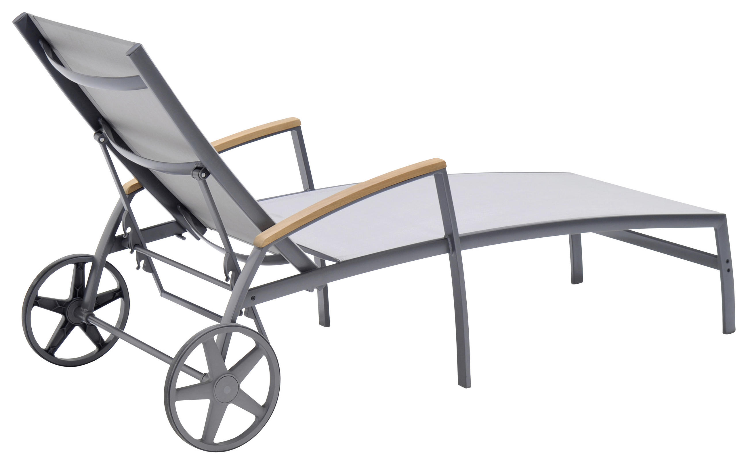 GARTENLIEGE 78/103/180 cm Eukalyptusholz - Hellgrau/Grau, Design, Holz/Textil (78/103/180cm) - Ambia Garden