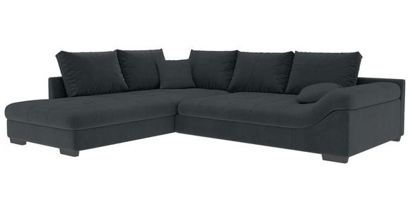 ECKSOFA Anthrazit Cord Zierkissen, Rückenkissen, Rücken echt  - Anthrazit/Schwarz, KONVENTIONELL, Holz/Textil (202/298cm) - Carryhome