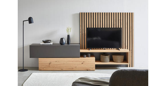 WOHNWAND in Grau, Eiche Artisan 288,5/152,5/42,5 cm - Eiche Artisan/Grau, MODERN, Holzwerkstoff (288,5/152,5/42,5cm) - Carryhome