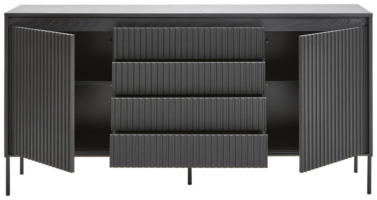 SIDEBOARD svart  166/82/40 cm  - svart, Trend, metall/trämaterial (166/82/40cm) - Carryhome