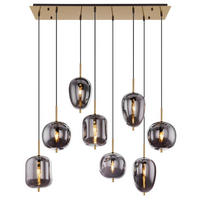 HÄNGELEUCHTE 102,5/34/120 cm   - Messingfarben/Grau, Design, Glas/Metall (102,5/34/120cm) - Globo