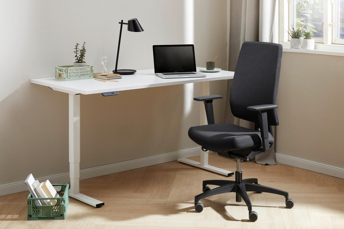 SCHREIBTISCH 160/80/56-124 cm  in Weiß  - Alufarben/Weiß, Design, Holzwerkstoff/Metall (160/80/56-124cm) - Voleo