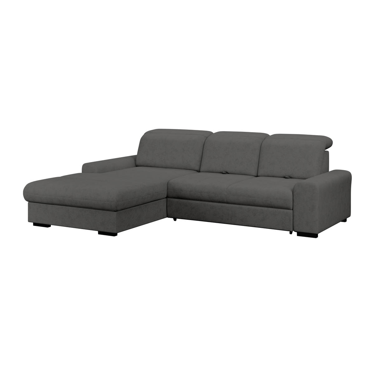 ECKSOFA Graphitfarben Chenille Rücken echt, Kopfteilverstellung  - Schwarz/Graphitfarben, KONVENTIONELL, Holz/Textil (203/286cm) - MID.YOU