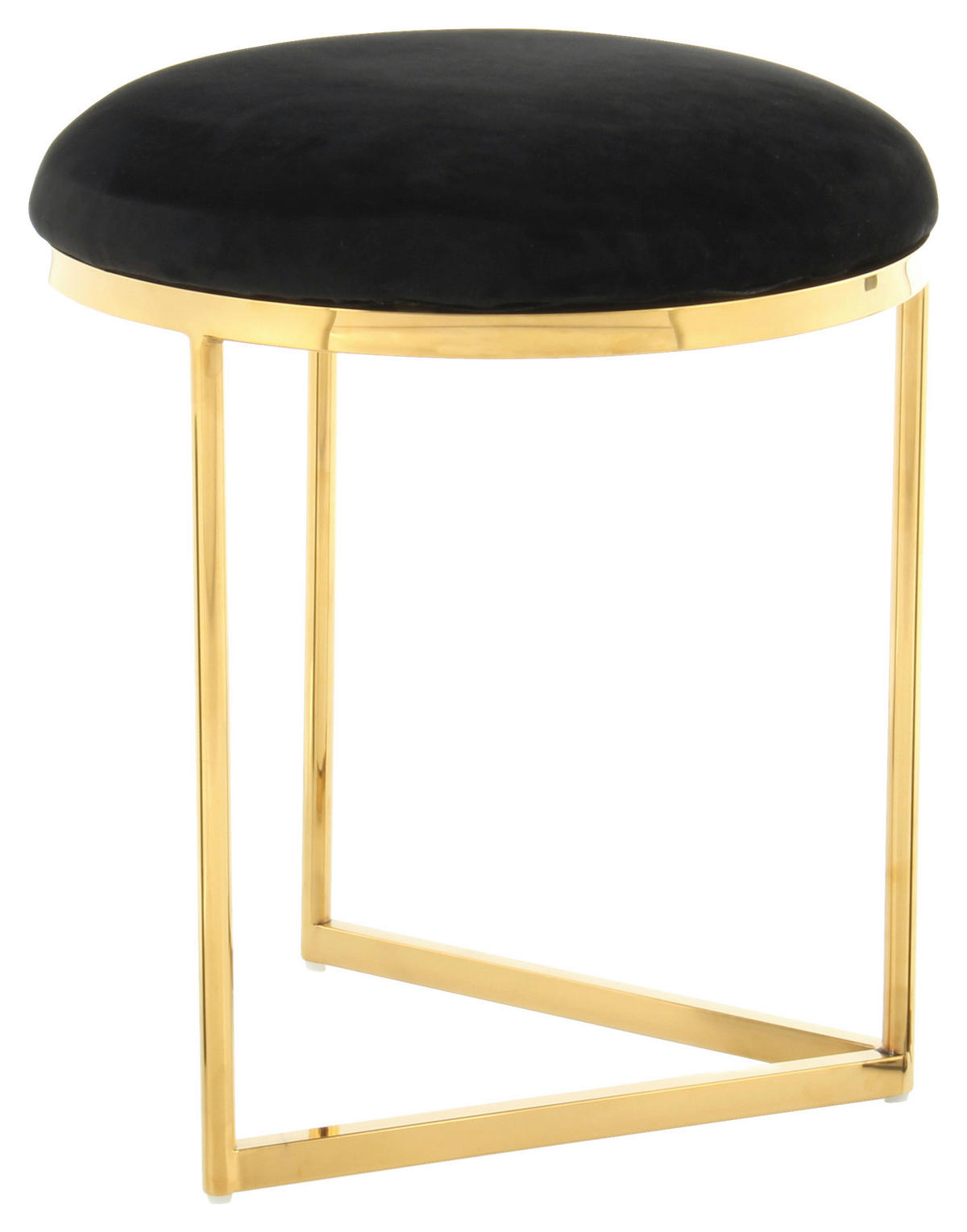 HOCKER Samt Schwarz  - Goldfarben/Schwarz, Design, Textil/Metall (40/49cm) - Kayoom