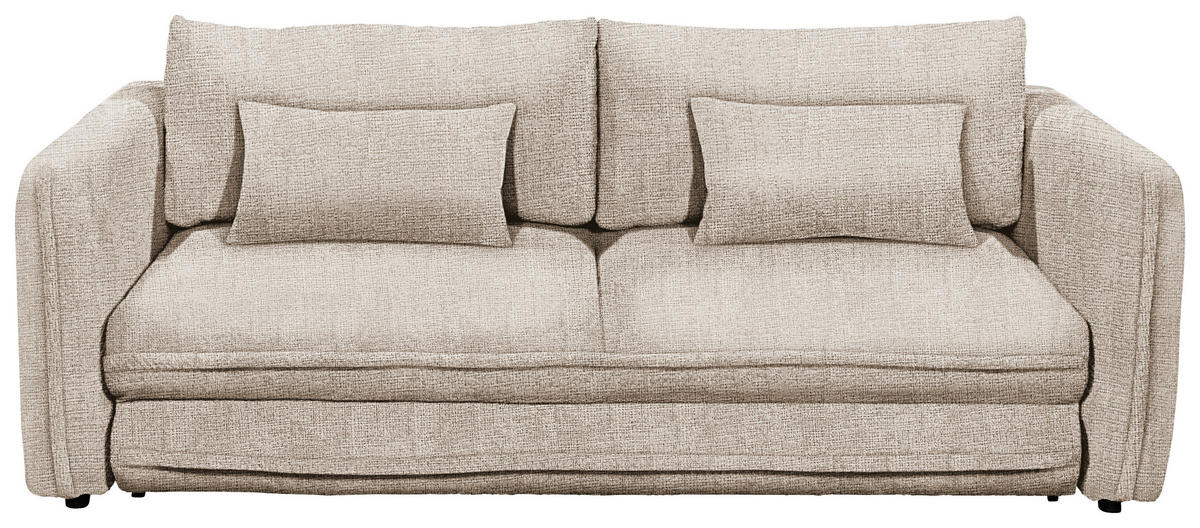 SCHLAFSOFA in Mikrovelours Taupe  - Taupe/Schwarz, KONVENTIONELL, Kunststoff/Textil (237/94/117cm) - MID.YOU