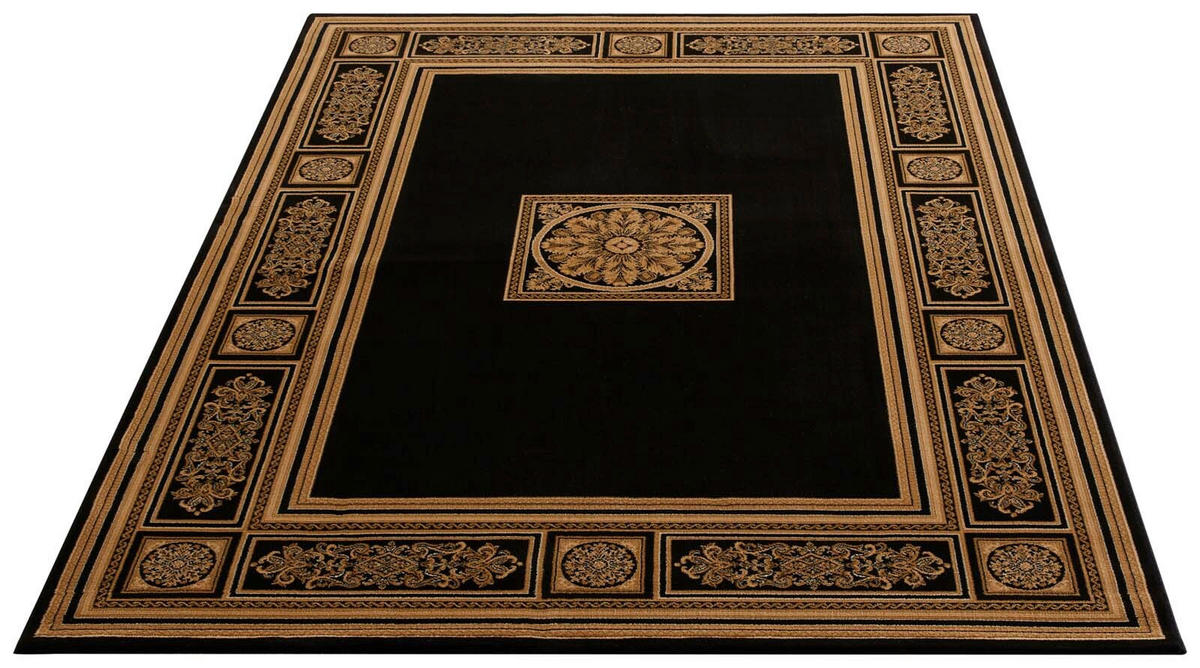 WEBTEPPICH 133/195 cm Schwarz, Honig rechteckig  - Schwarz/Honig, Basics, Textil (133/195cm) - Novel