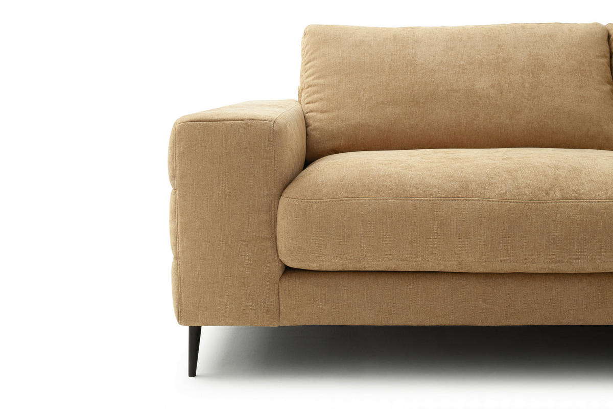 ECKSOFA in Flachgewebe Gelb  - Gelb/Schwarz, Design, Textil/Metall (177/253cm) - Dieter Knoll