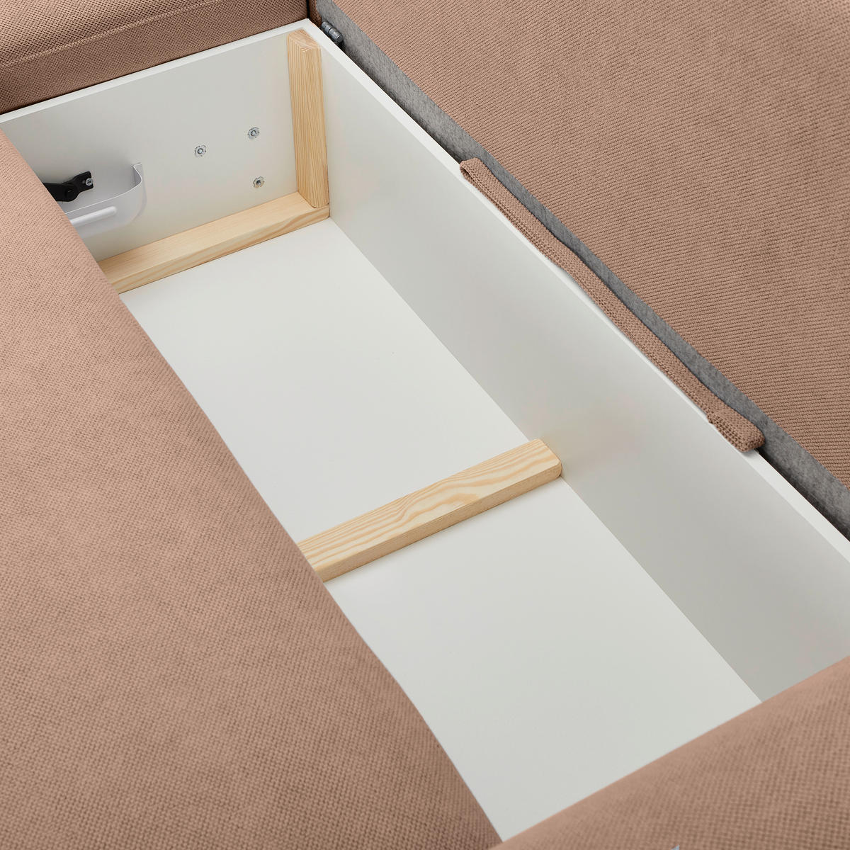 ECKSOFA in Webstoff Altrosa  - Schwarz/Altrosa, Modern, Kunststoff/Textil (175/265cm) - MID.YOU