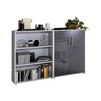 AKTENSCHRANK Grau, Anthrazit Hochglanz  - Anthrazit Hochglanz/Grau, MODERN, Holzwerkstoff (168,8/113,6/33cm) - MID.YOU