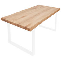 TISCHPLATTE Wildeiche massiv Eichefarben  - Eichefarben, Natur, Holz (200/100/6cm) - Valdera