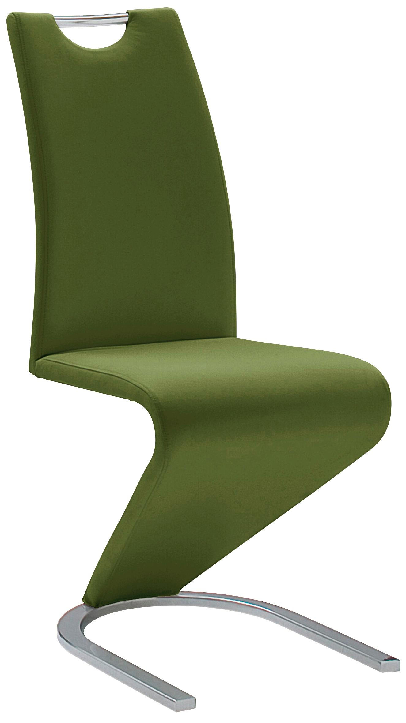 Schwingstuhl in Metall, Textil Chromfarben, Dunkelgrün