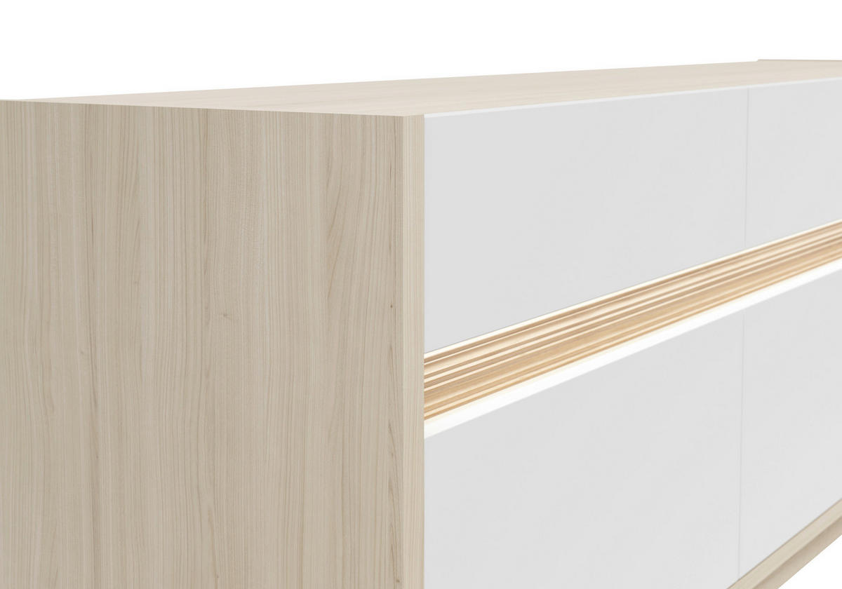 TV-ELEMENT Weiss, Eichefarben  173,5/58,2/42 cm  - Weiss/Eichefarben, Konventionell, Holzwerkstoff/Kunststoff (173,5/58,2/42cm) - Hom`in