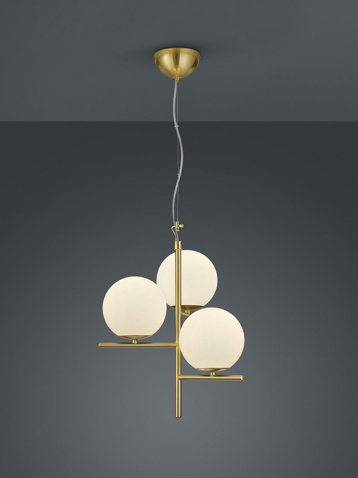 HÄNGELEUCHTE 40/150 cm  - Messingfarben/Weiß, Design, Glas/Metall (40/150cm) - Trio Leuchten
