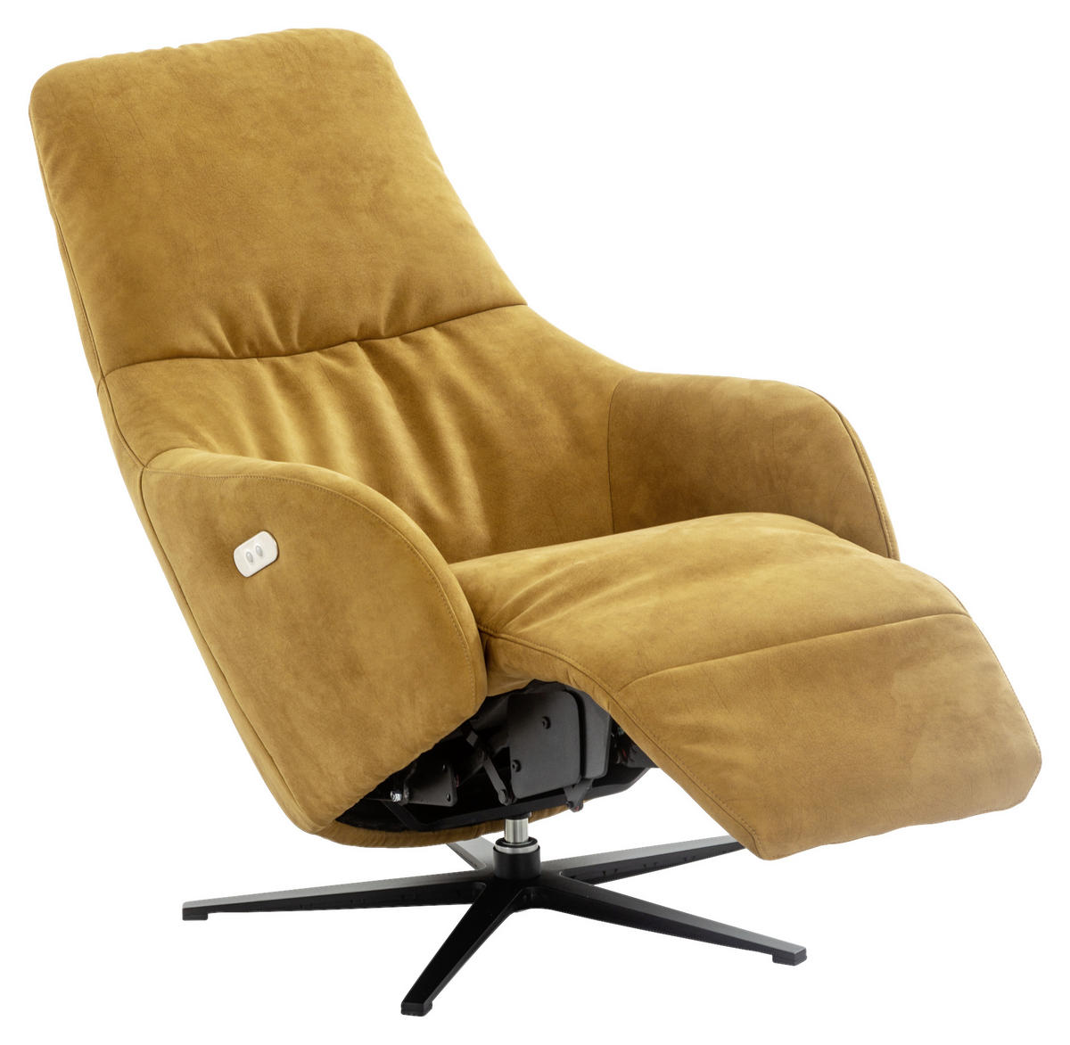 RELAXSESSEL Flachgewebe Relaxfunktion, Kopfteilverstellung, Fußteilverstellung    - Currygelb/Schwarz, Design, Textil/Metall (77/108/95cm) - Chilliano