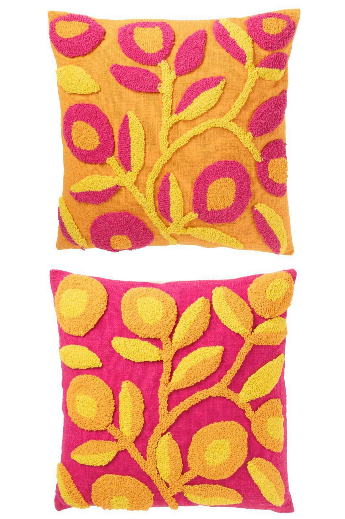 ZIERKISSEN  50/50 cm   - Pink/Gelb, Basics, Textil (50/50cm)