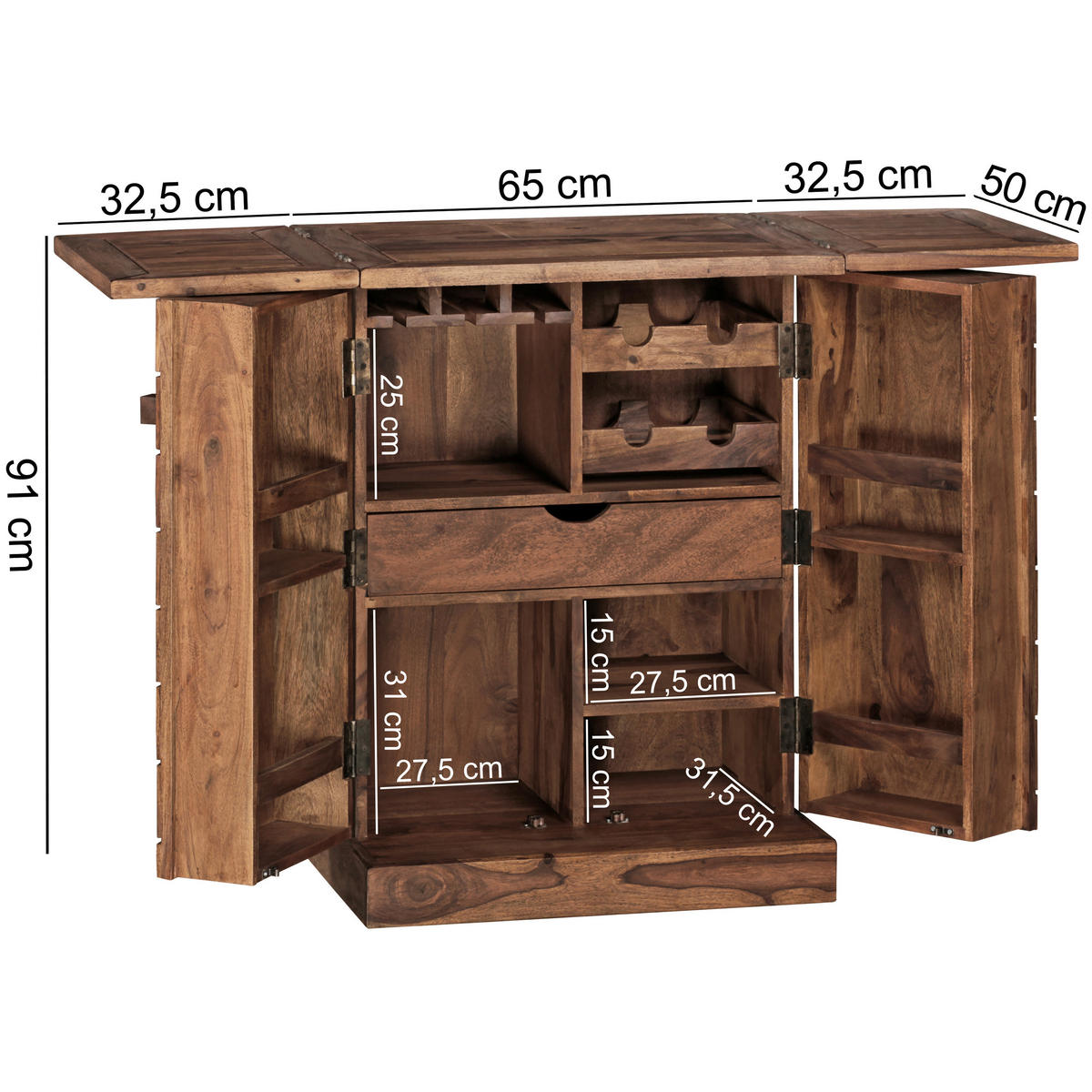 BARSCHRANK in Sheeshamfarben  - Sheeshamfarben, Design, Holz (64/91/50cm) - MID.YOU