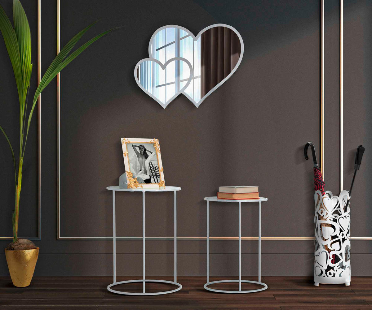 COUCHTISCH Spiegelglas Weiß  - Weiß, Basics, Glas/Metall (43,5/60/43cm)