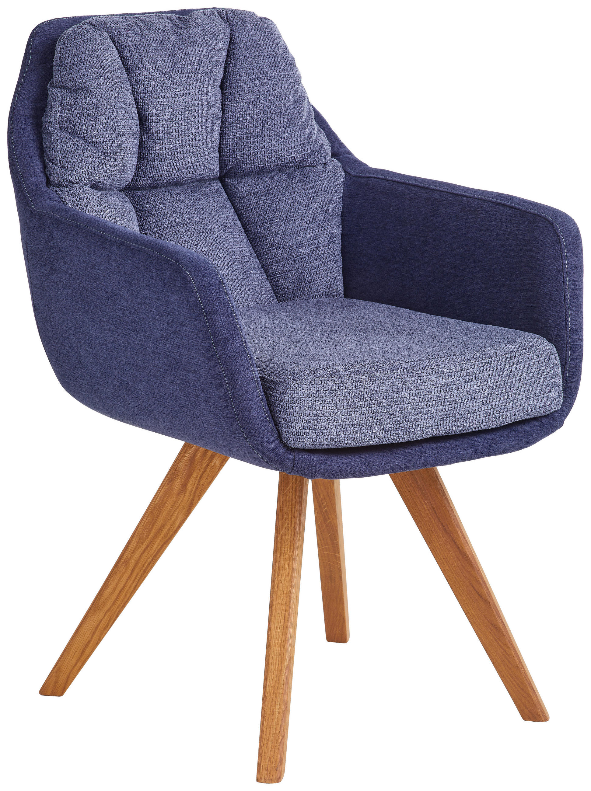 ARMLEHNSTUHL  in Flachgewebe  - Blau/Eichefarben, Design, Holz/Textil (65/85/68cm) - Linea Natura