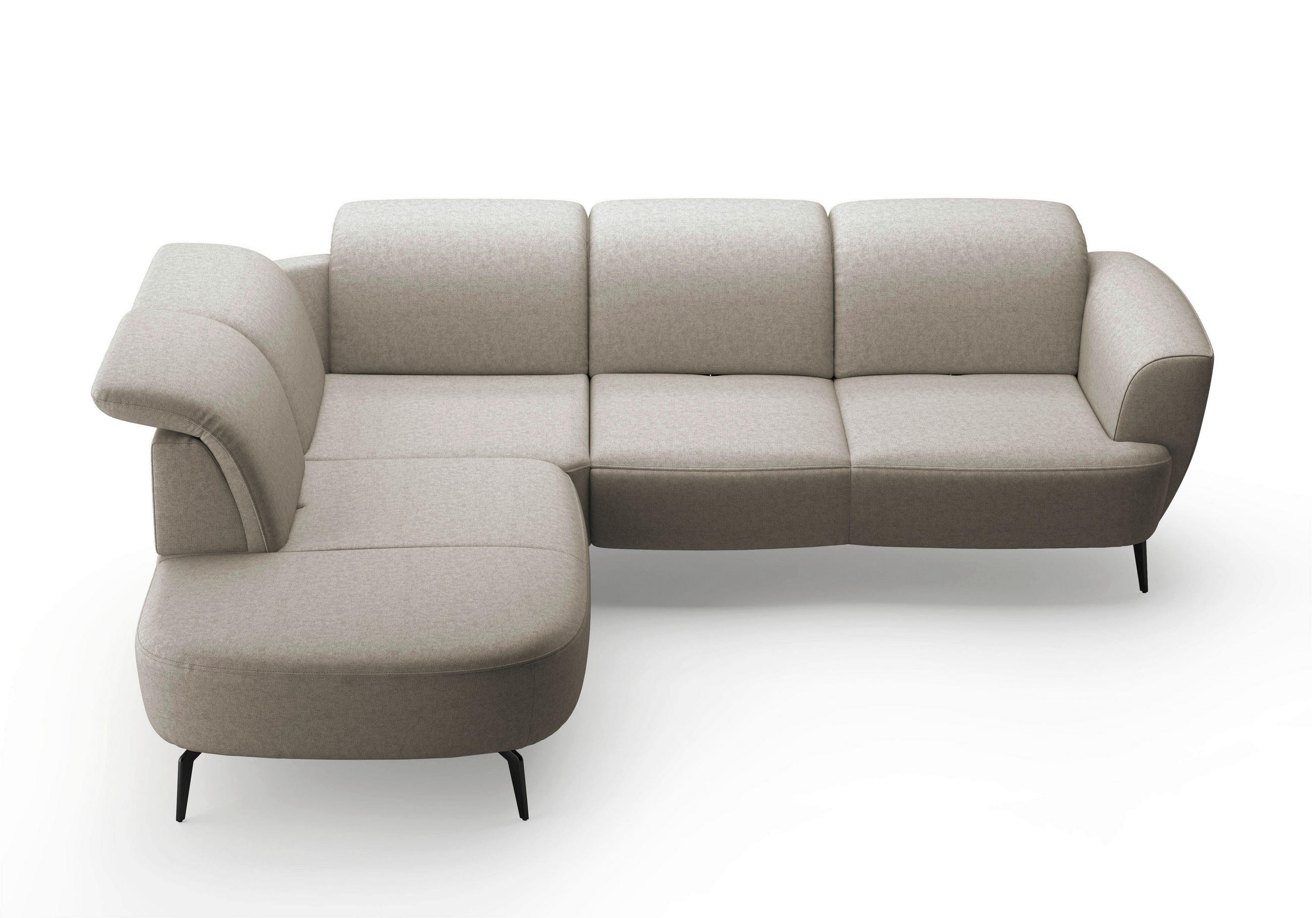 ECKSOFA in Flachgewebe Taupe 267/300 cm - Taupe/Schwarz, KONVENTIONELL, Textil/Metall (267/300cm) - Sit & More