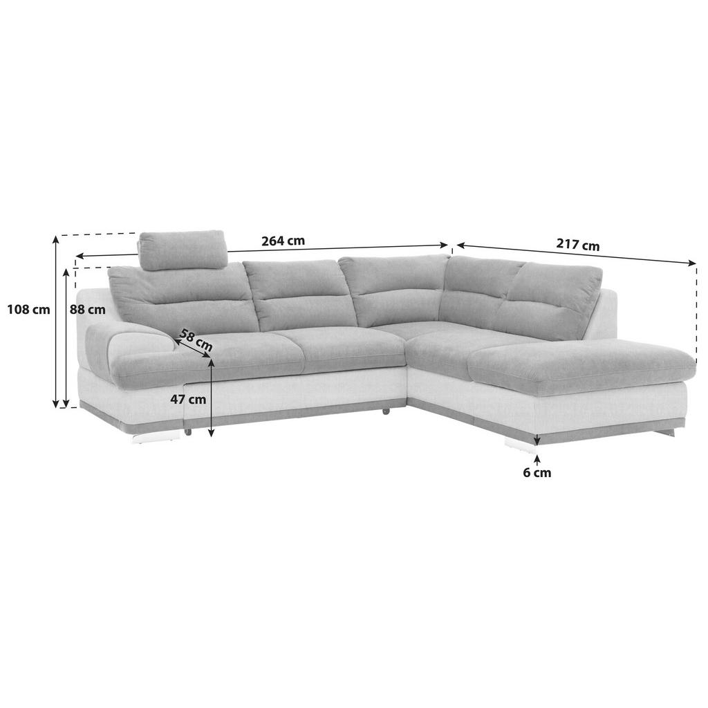 Thumbnail - Mid.you Wohnlandschaft, Braun, Textil, 4-Sitzer, Ottomane rechts, L-Form, 264x217 cm, Made in EU, seitenverkehrt erhältl...