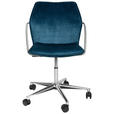 DREHSTUHL  in Samt Blau, Edelstahlfarben  - Blau/Chromfarben, Design, Kunststoff/Textil (56,5/82-94/60cm) - Novel