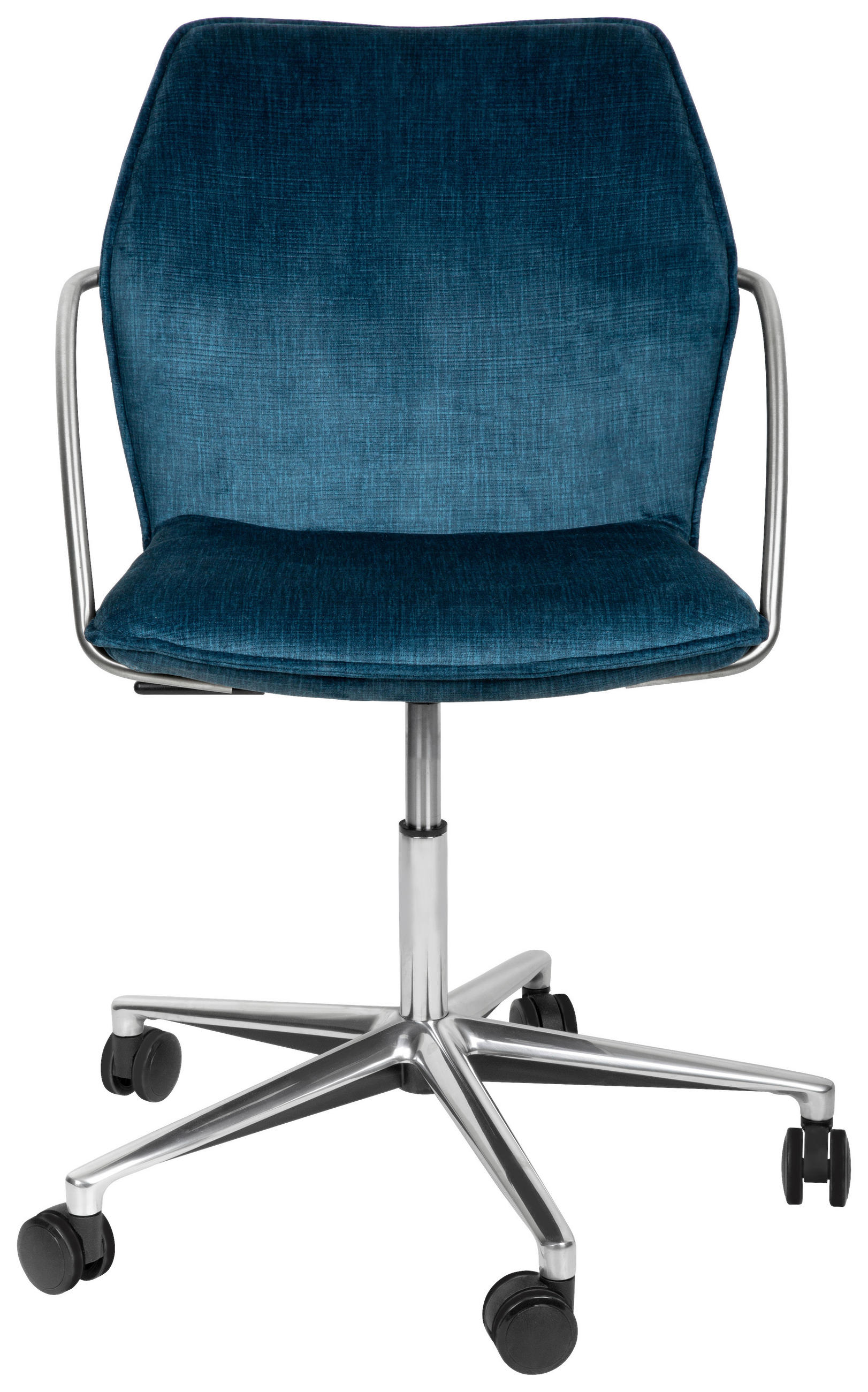 DREHSTUHL  in Samt Blau, Edelstahlfarben  - Chromfarben/Blau, Design, Kunststoff/Textil (56,5/82-94/60cm) - Novel