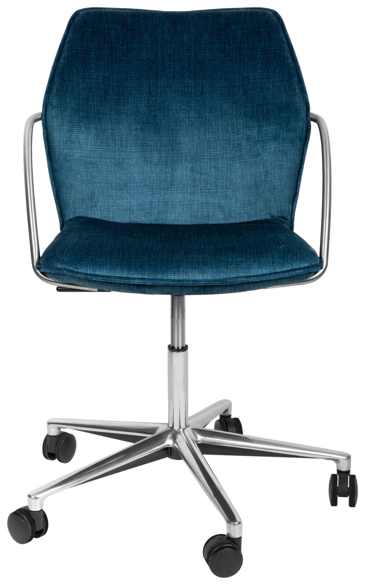 DREHSTUHL  in Samt Blau, Edelstahlfarben  - Chromfarben/Blau, Design, Kunststoff/Textil (56,5/82-94/60cm) - Novel