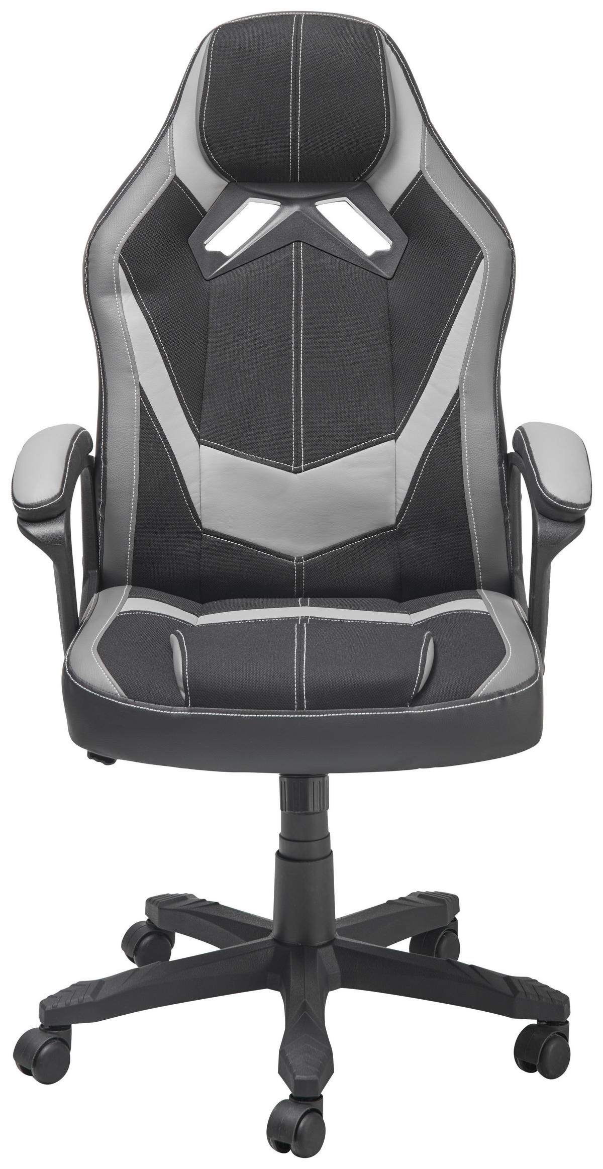 GAMINGSTUHL  in Lederlook, Mikrofaser Grau, Schwarz  - Schwarz/Grau, Lifestyle, Kunststoff/Textil (64,5/112-122/69cm) - Livetastic