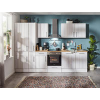 KÜCHENLEERBLOCK 310 cm   in Weiß, Lärchefarben  - Wildeiche/Edelstahlfarben, Basics, Holzwerkstoff/Metall (310cm) - Respekta