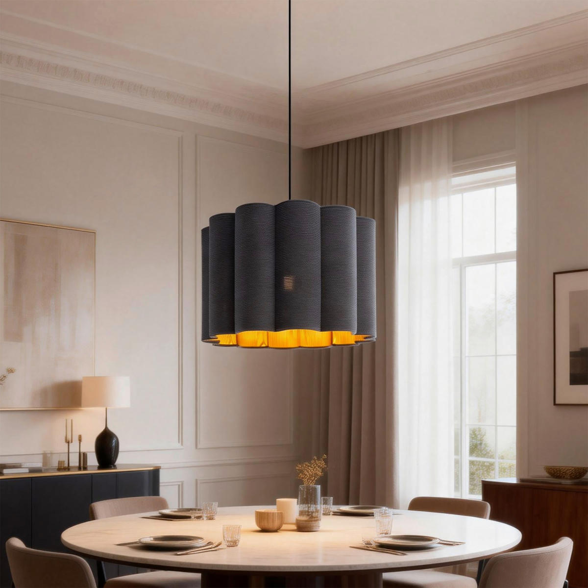 HÄNGELEUCHTE 40/120 cm  - Schwarz/Grau, Trend, Kunststoff/Textil (40/120cm) - Novel