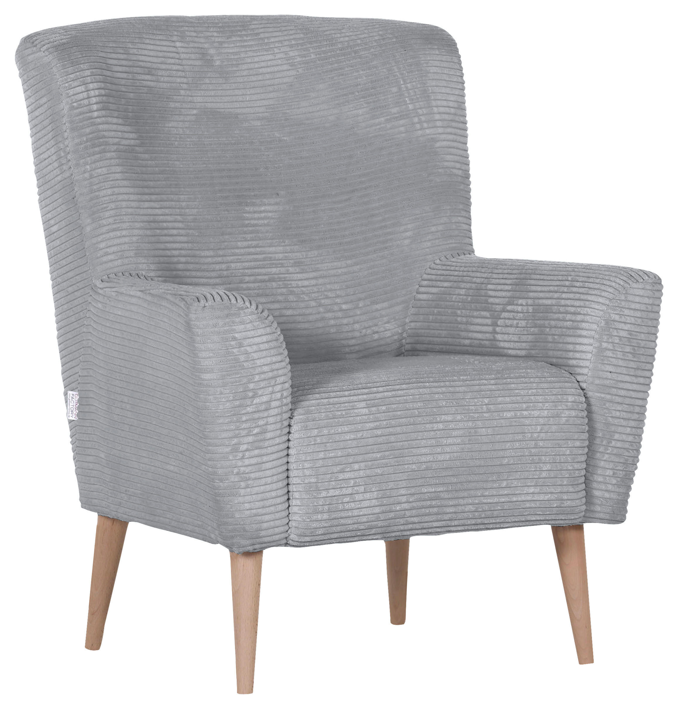 SESSEL in Cord Hellgrau  - Hellgrau/Naturfarben, Trend, Holz/Textil (77/80/93cm)