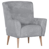 SESSEL in Cord Hellgrau  - Hellgrau/Naturfarben, Trend, Holz/Textil (77/80/93cm)