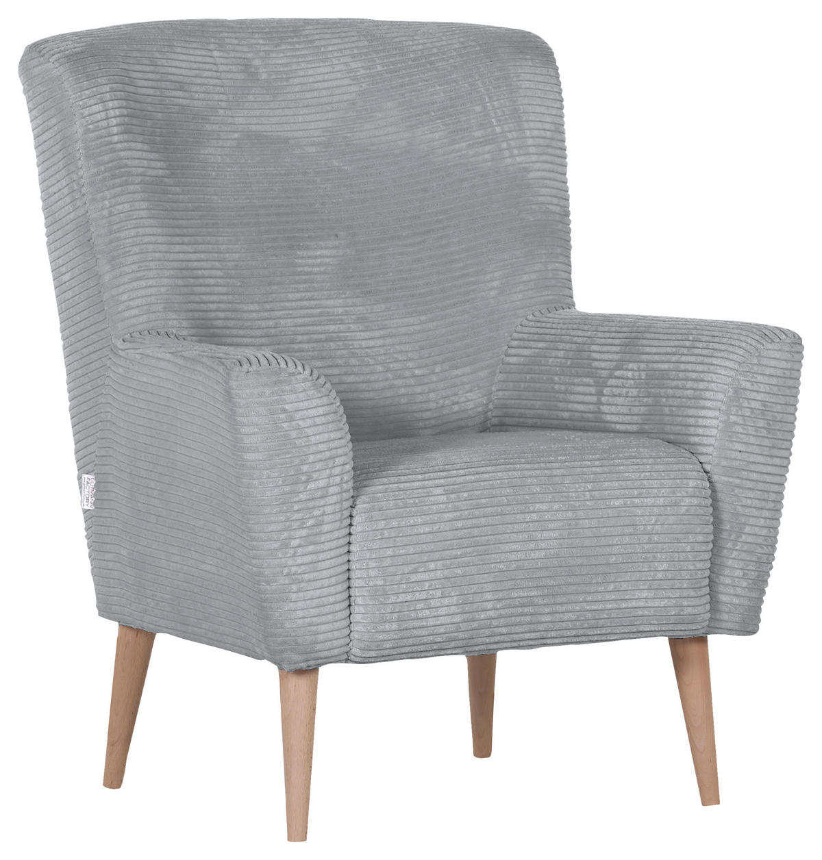 SESSEL in Cord Hellgrau  - Hellgrau/Naturfarben, Trend, Holz/Textil (77/80/93cm)